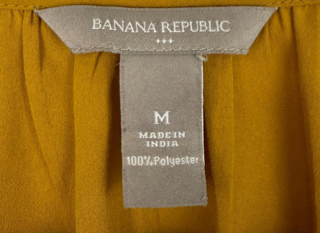 Banana Republic Womens Blouse Sz M 2-Tone Gold and White Polyester Sleeveless