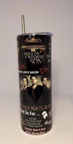 20 oz Supernatural Stainless Steel Tumbler with Lid, Straw