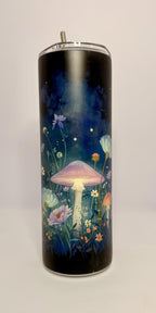 20 oz Fairy Mushrooms Glow in the Dark Stainless Steel Tumbler with Lid, Straw