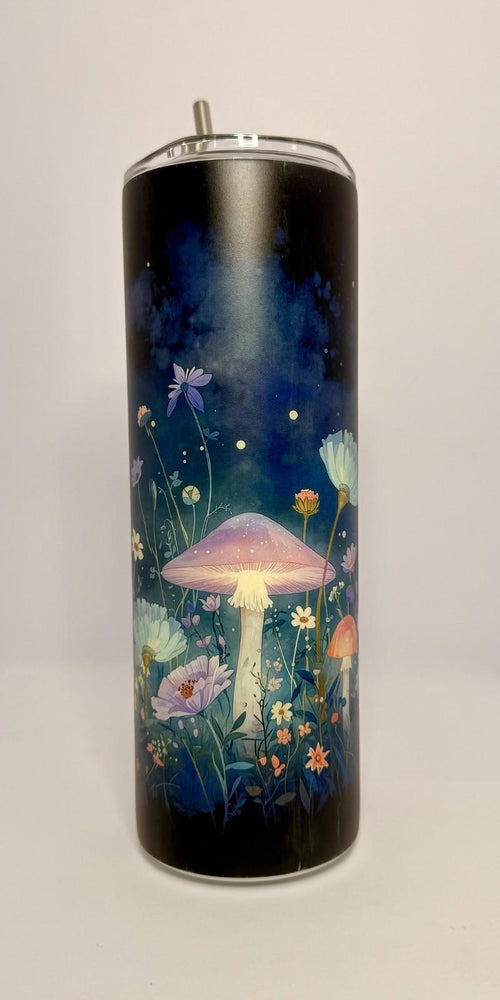 20 oz Fairy Mushrooms Glow in the Dark Stainless Steel Tumbler with Lid, Straw