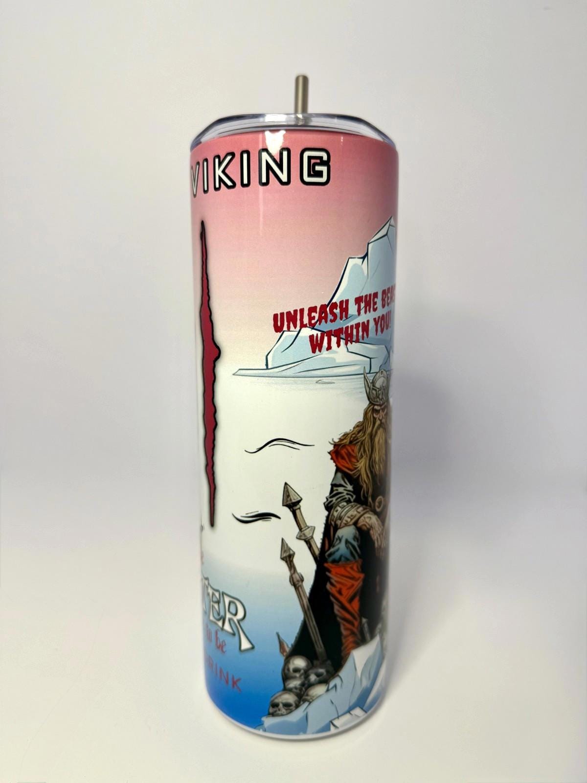 20 oz Mighty Viking Stainless Steel Tumbler with Lid, Straw