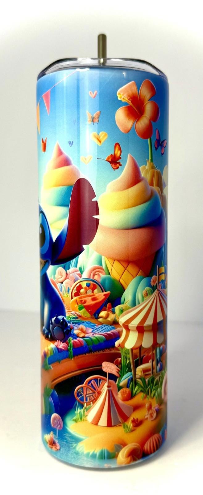 20 oz Stitch Stainless Steel Tumbler with Lid, Straw