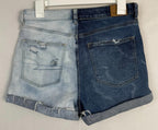 American Eagle Womens Shorts Sz 8 Blue Distressed Cuffed Mom Stretch 2 Tone