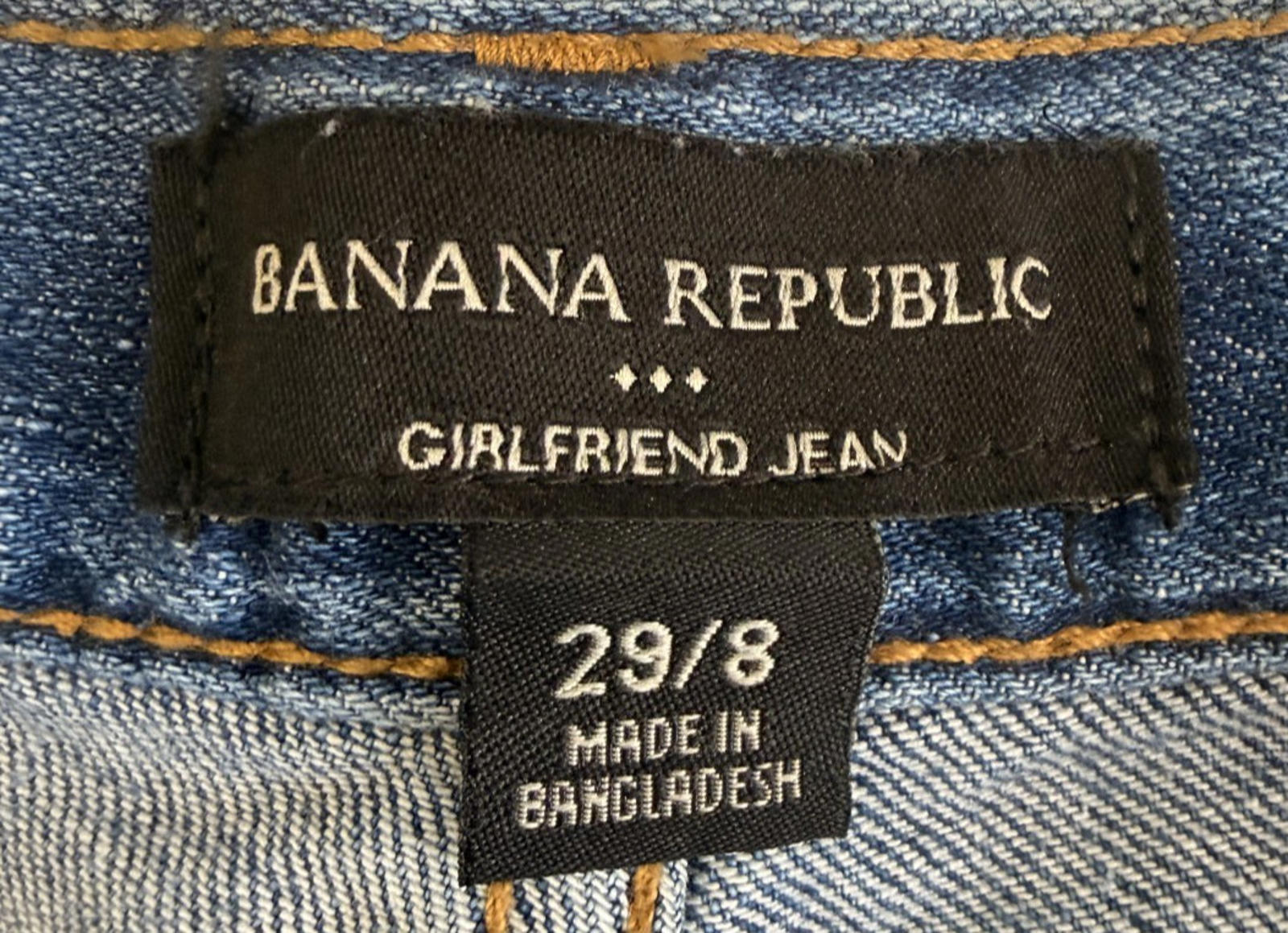 Banana Republic Girlfriend Jeans Womens 29/8 Blue Relaxed Tapered Stretch RawHem