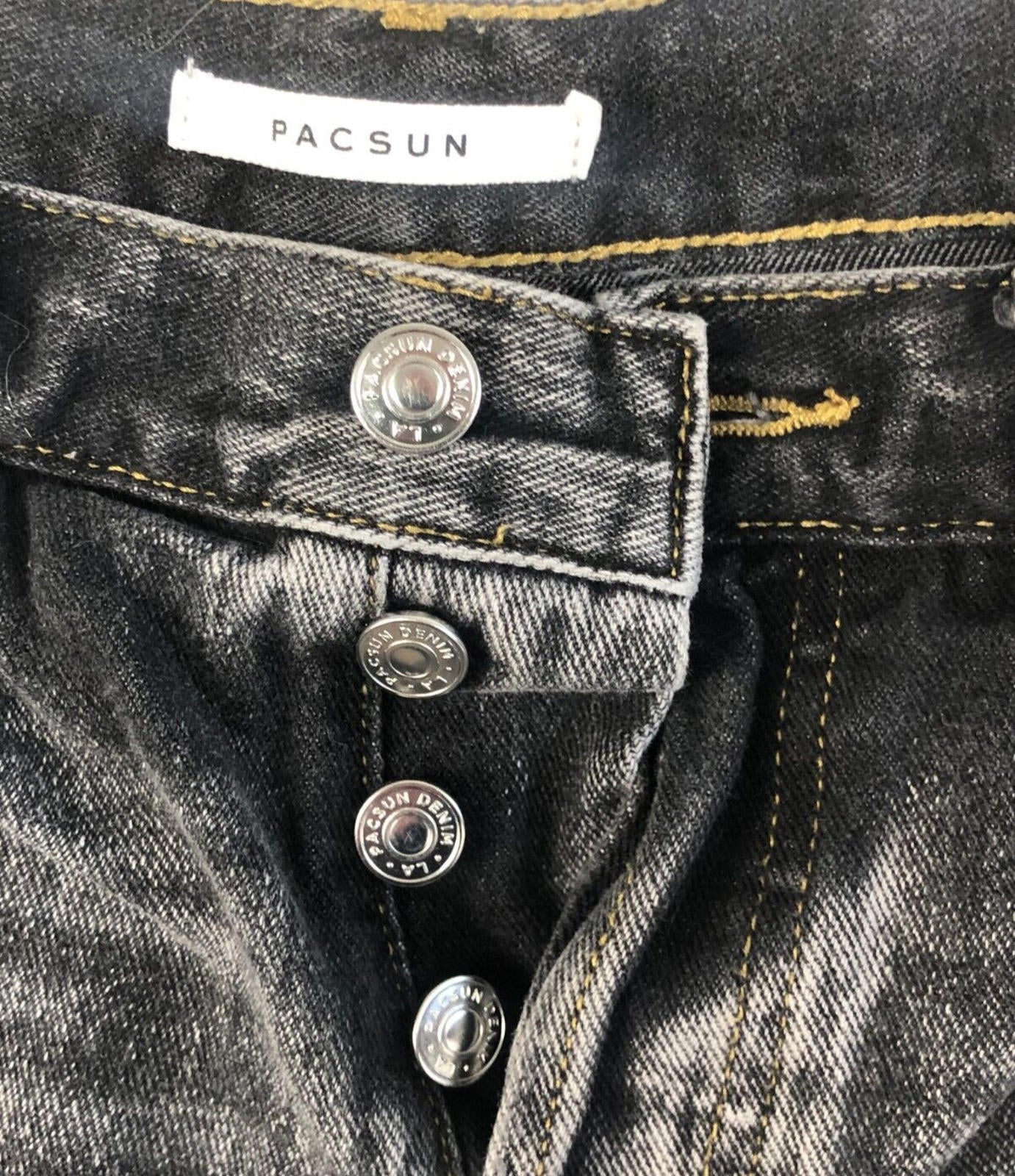Pacsun Womens Denim High Rise Vintage Shorts Black Acid Wash Distressed Size 26