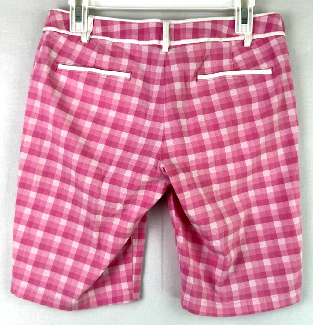Puma Sport lifestyle Pink/white Plaid Womens Bremuda Shorts Size 8