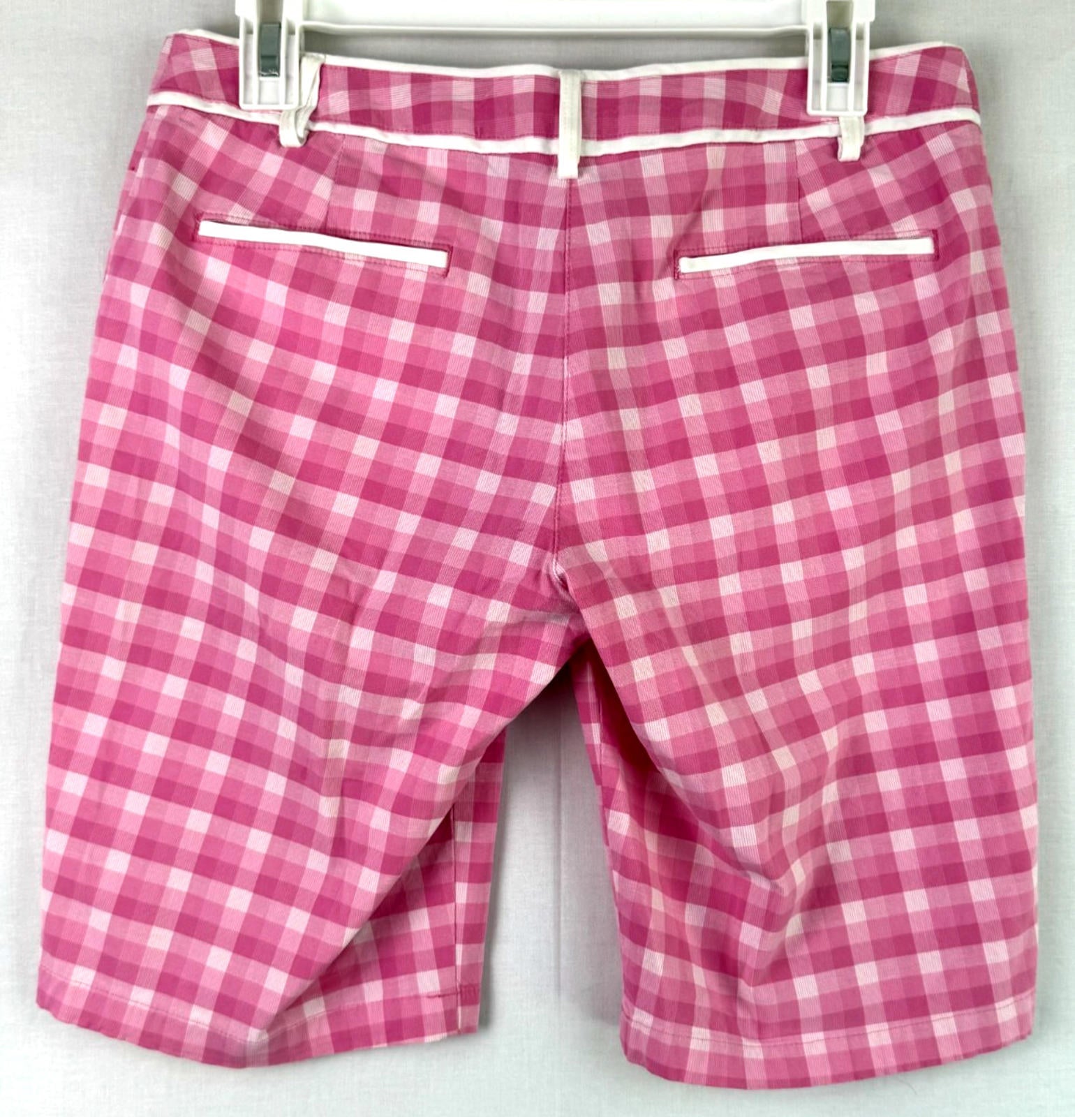 Puma Sport lifestyle Pink/white Plaid Womens Bremuda Shorts Size 8