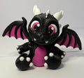 3D Printed Baby Flex Dragon ~ PLA ~ Black and Pink ~ Movable Wings ~ 7 Inch