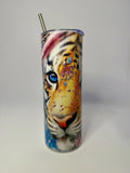 20 oz Jeweled Tiger Stainless Steel Tumbler with Lid, Straw