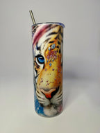 20 oz Jeweled Tiger Stainless Steel Tumbler with Lid, Straw