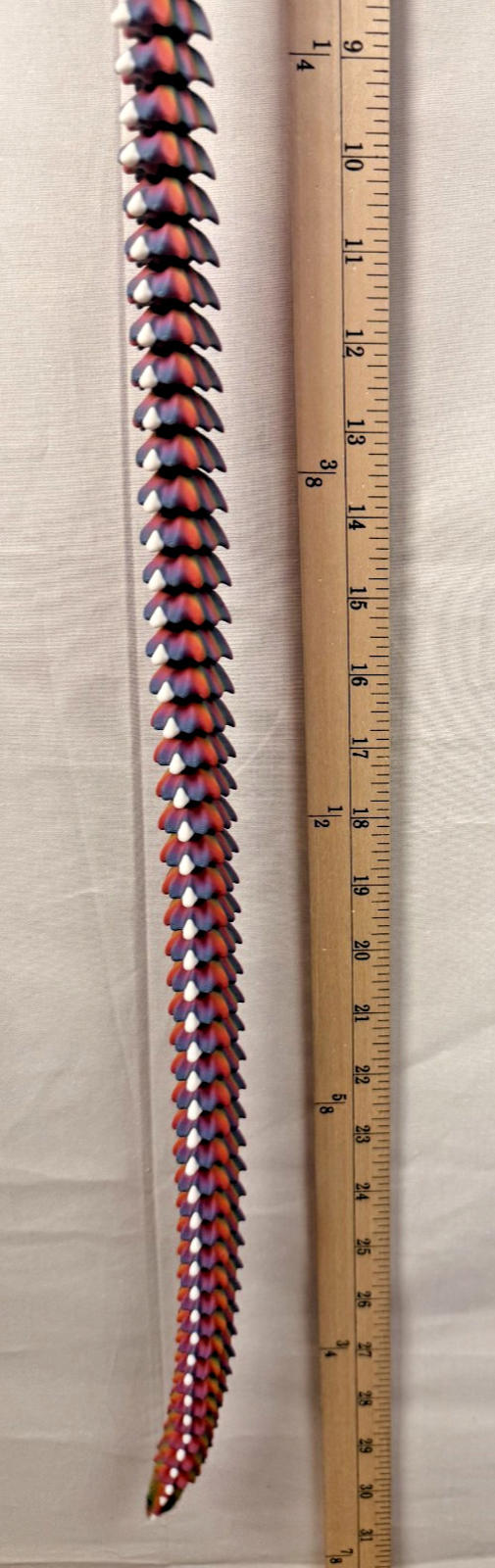 3D Printed LONG Dragon/Snake - PLA - Rainbow and White - 5 Feet 4 Inches