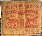 Levis Jeans Mens 38x32 Blue 505 Regular Fit Straight Leg Cotton Denim Casual