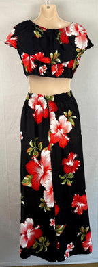 Advance 2 Piece Top/Pants Womens Floral outfit size S/M black red lightweight