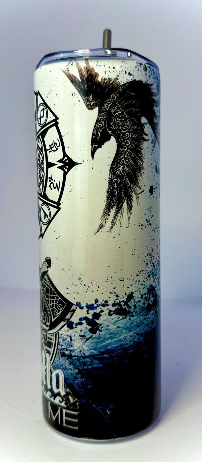 20 oz Vahalla Calling Me Stainless Steel Tumbler with Lid, Straw