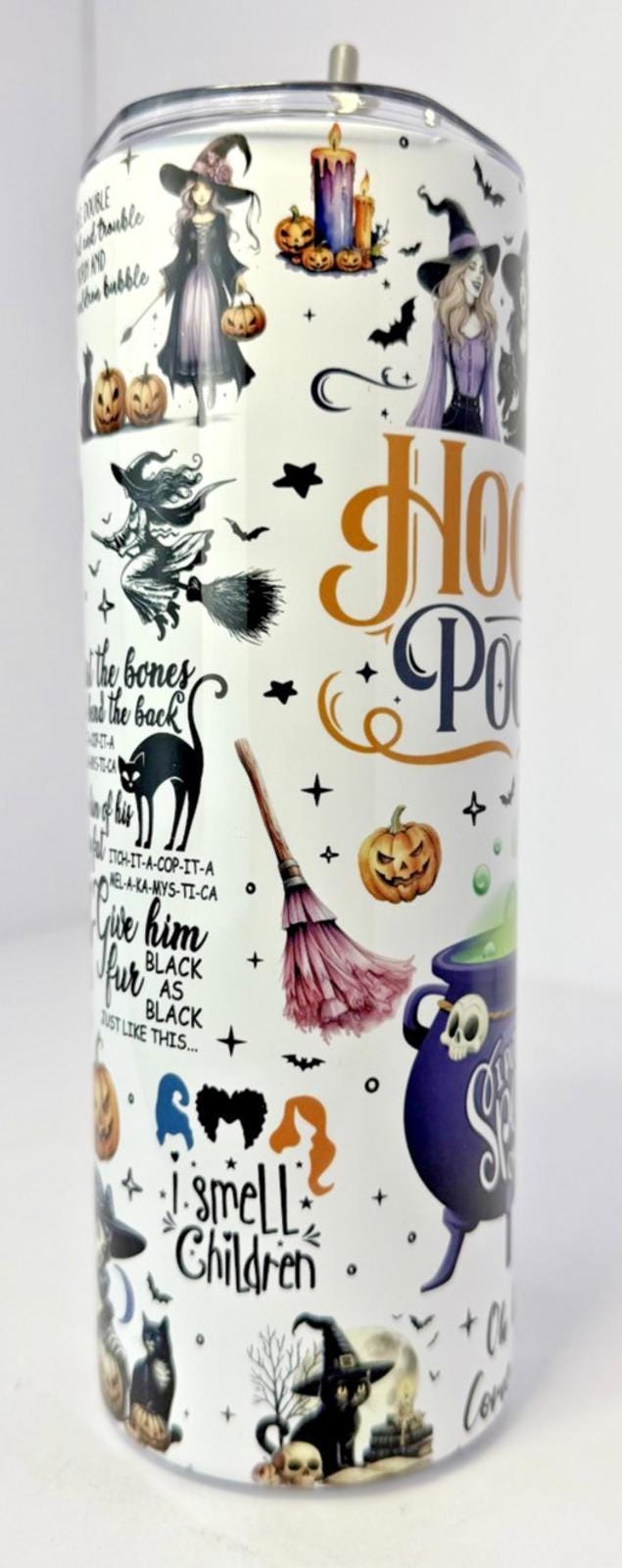 20 oz Hocus Pocus Stainless Steel Tumbler with Lid, Straw Halloween
