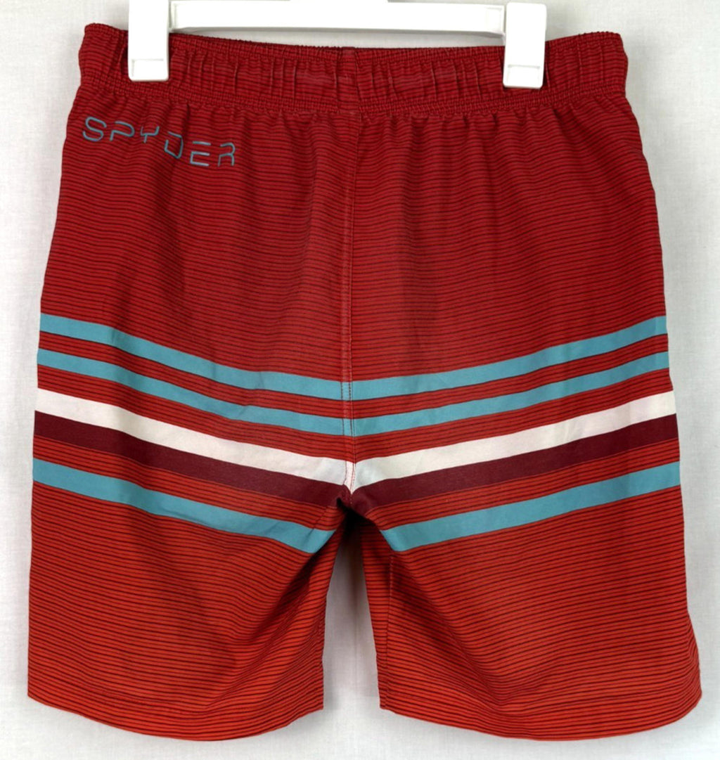 Spyder Youth Boys Swim Trunks Size XL 18-20, Blue/Red Strip Logo