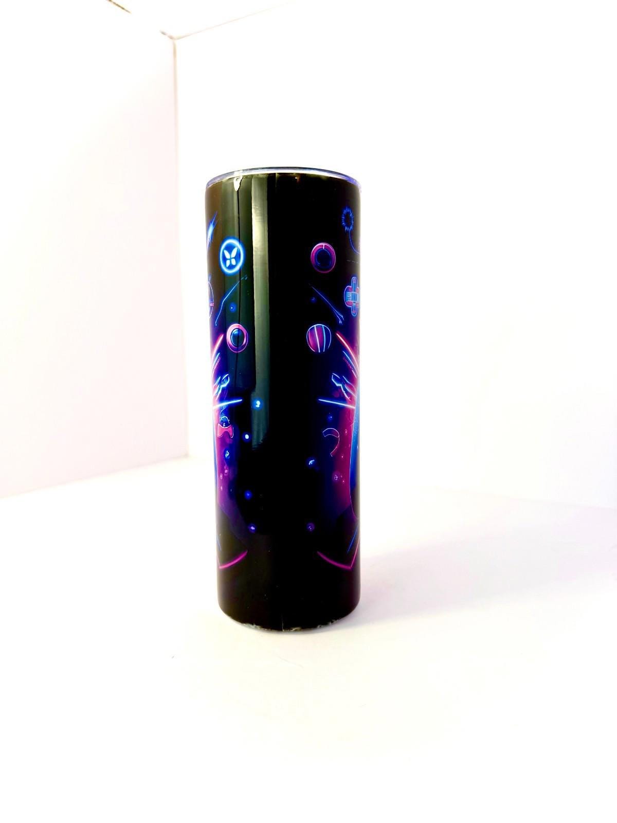 20 oz Neon Gamer Stainless Steel Tumbler with Lid, Straw