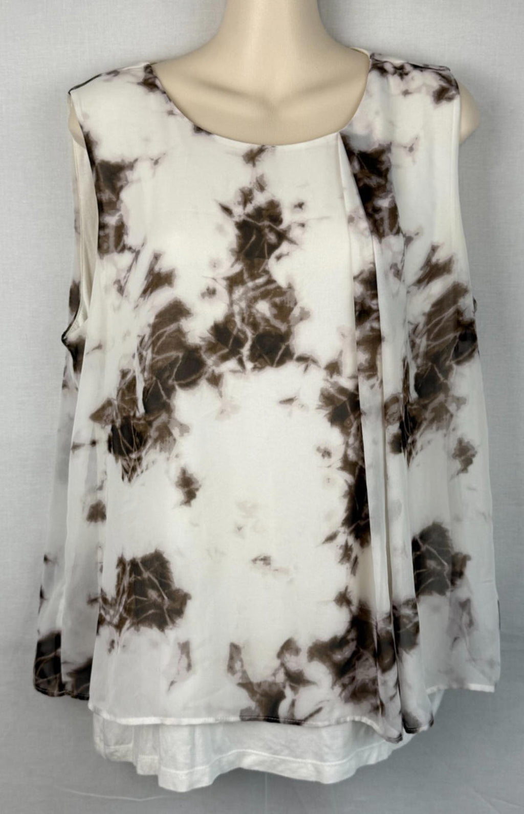 Calvin Klein Womens Blouse Size L Black and White Lined Polyester