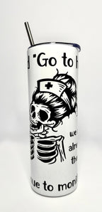 20 oz Skeleton Nurse Stainless Steel Tumbler with Lid, Straw