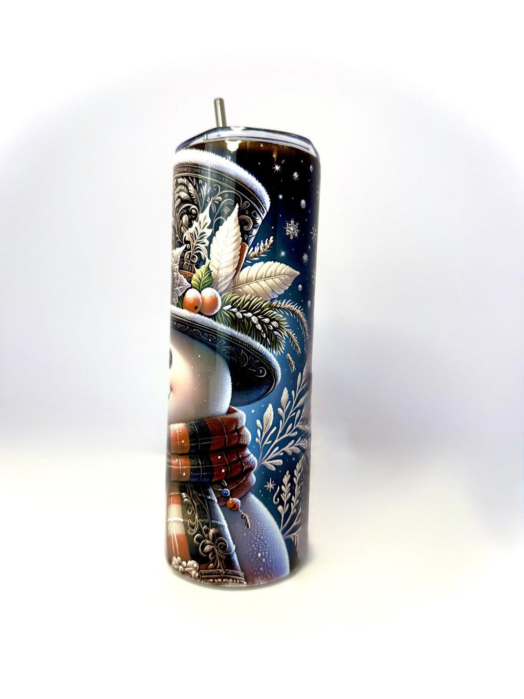 20 oz Snowman Stainless Steel Tumbler with Lid, Straw
