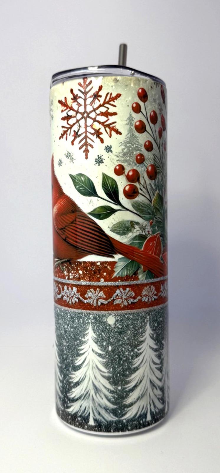 20 oz Cardinal Stainless Steel Tumbler with Lid, Straw