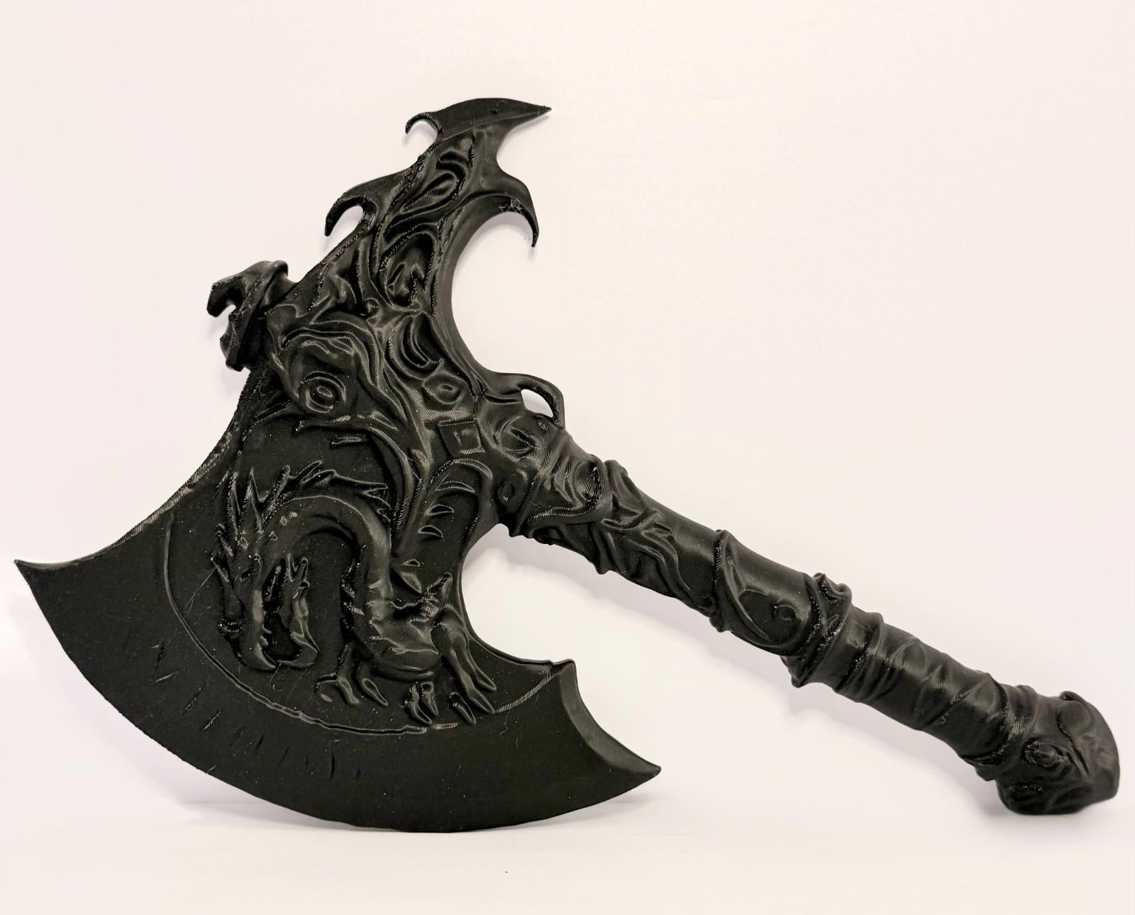3D Printed Dragon Axe - Black - PLA