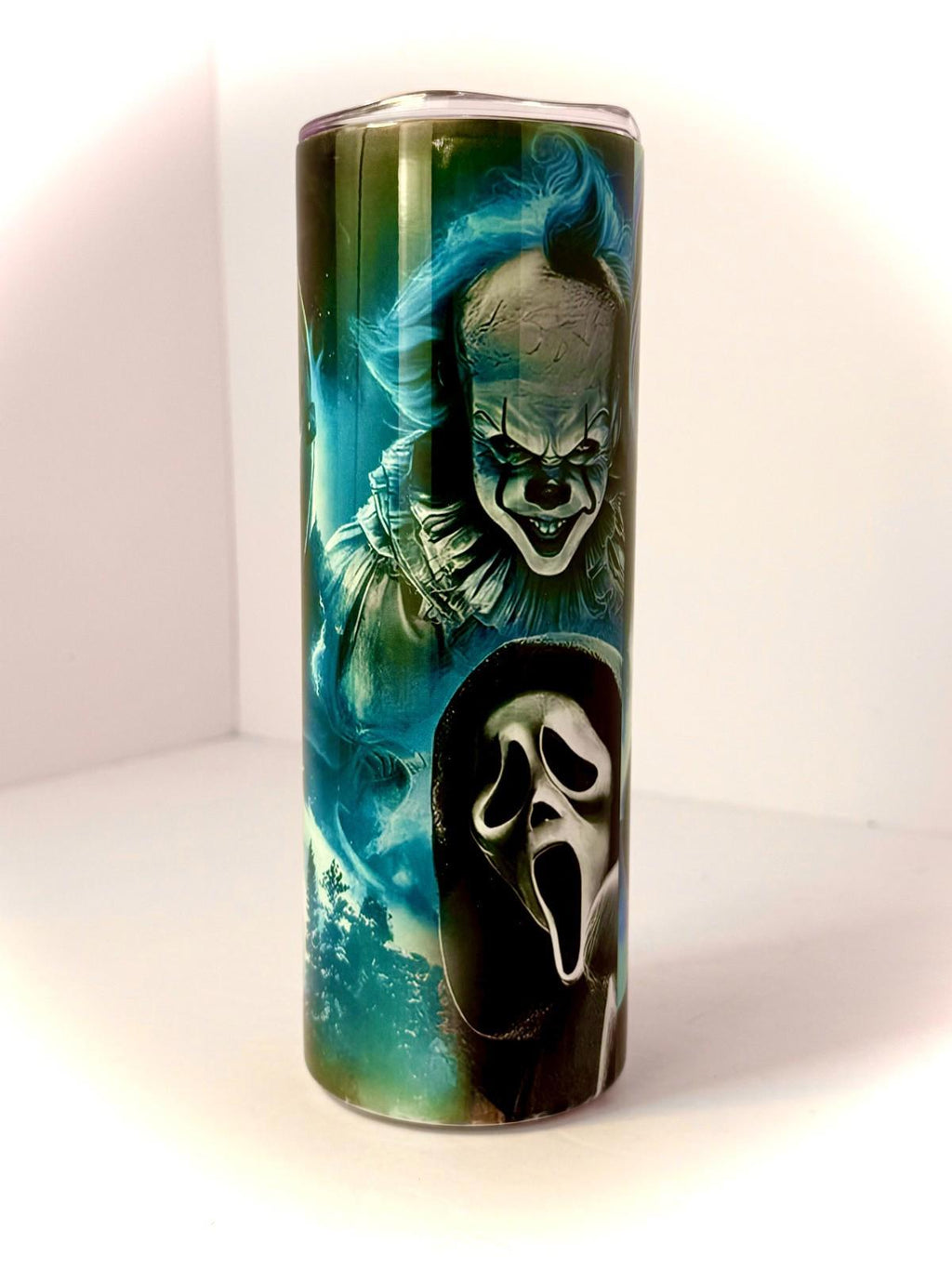 20 oz Glowing Killers Stainless Steel Tumbler with Lid, Straw Halloween