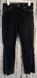 7 For All Mankind Black Contrast Stitch Straight Leg Jeans Women's Size 29