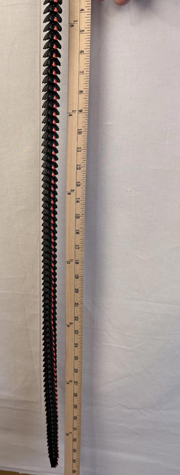 3D Printed LONG Dragon/Snake - PLA - Black and Red - 5 Feet 4 Inches