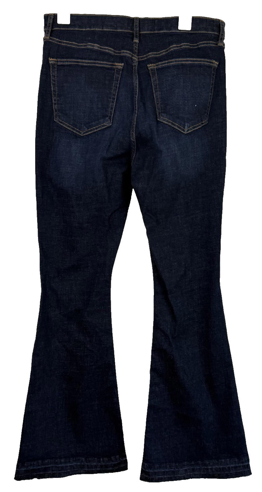 Topshop Jeans Size 12 Womens Jamie Flare Stretch Dark Wash Raw Hem
