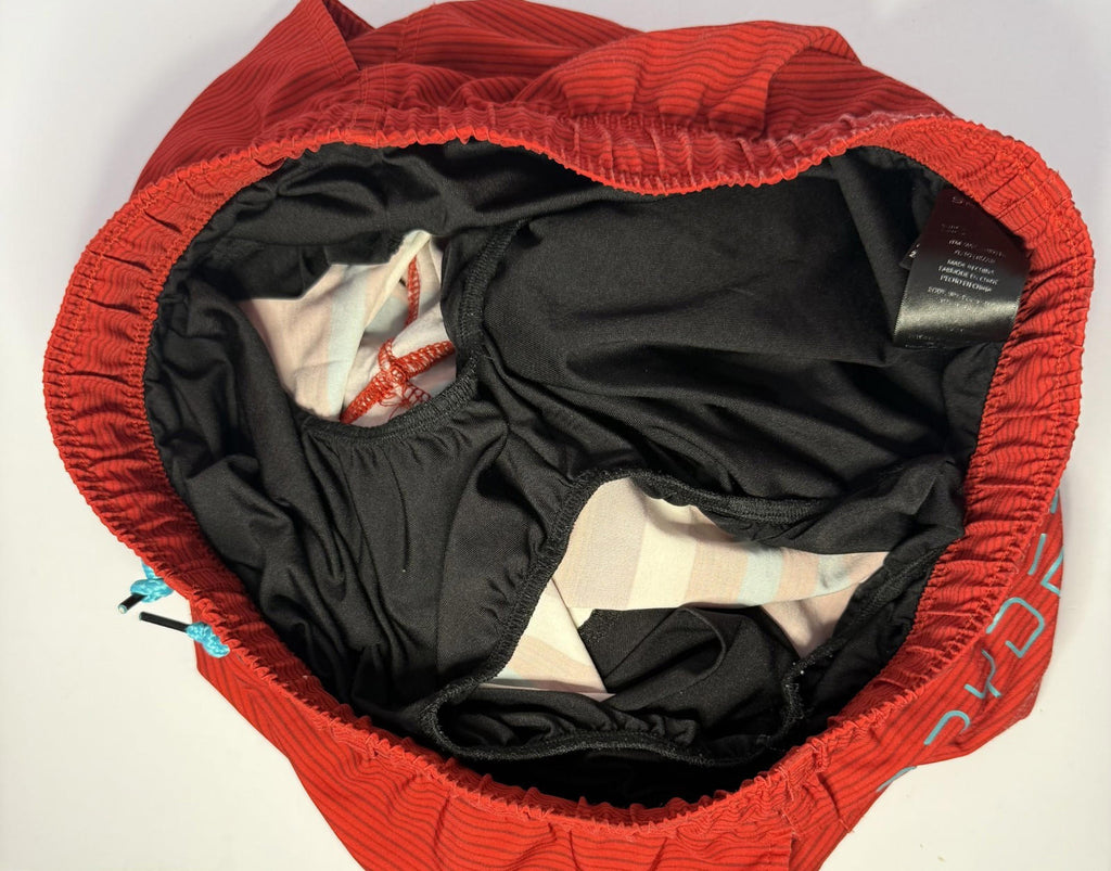 Spyder Youth Boys Swim Trunks Size XL 18-20, Blue/Red Strip Logo