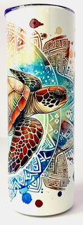 20 oz Hawaiian Sea Turtle Stainless Steel Tumbler with Lid, Straw