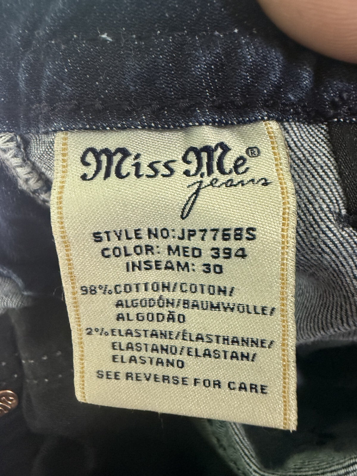 Miss Me Signature Skinny Jeans Womens Size 26 - Embroidered Floral - Low Rise