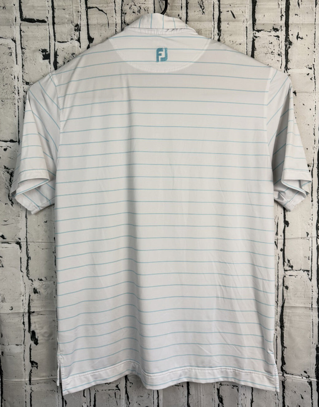 FJ FootJoy Polo Shirt Mens Size XL Light Blue Striped Casual Golf Short Sleeve