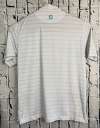 FJ FootJoy Polo Shirt Mens Size XL Light Blue Striped Casual Golf Short Sleeve