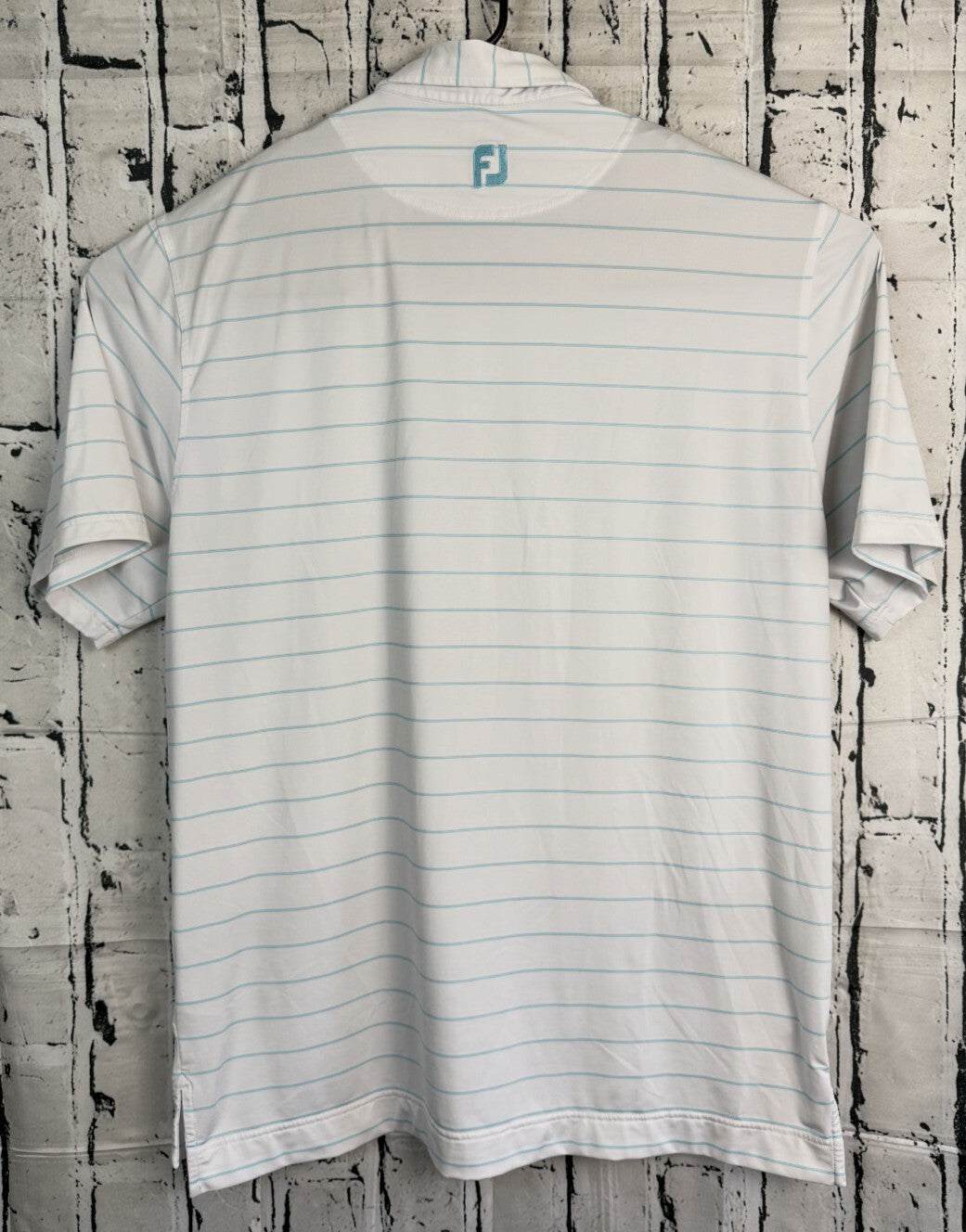 FJ FootJoy Polo Shirt Mens Size XL Light Blue Striped Casual Golf Short Sleeve