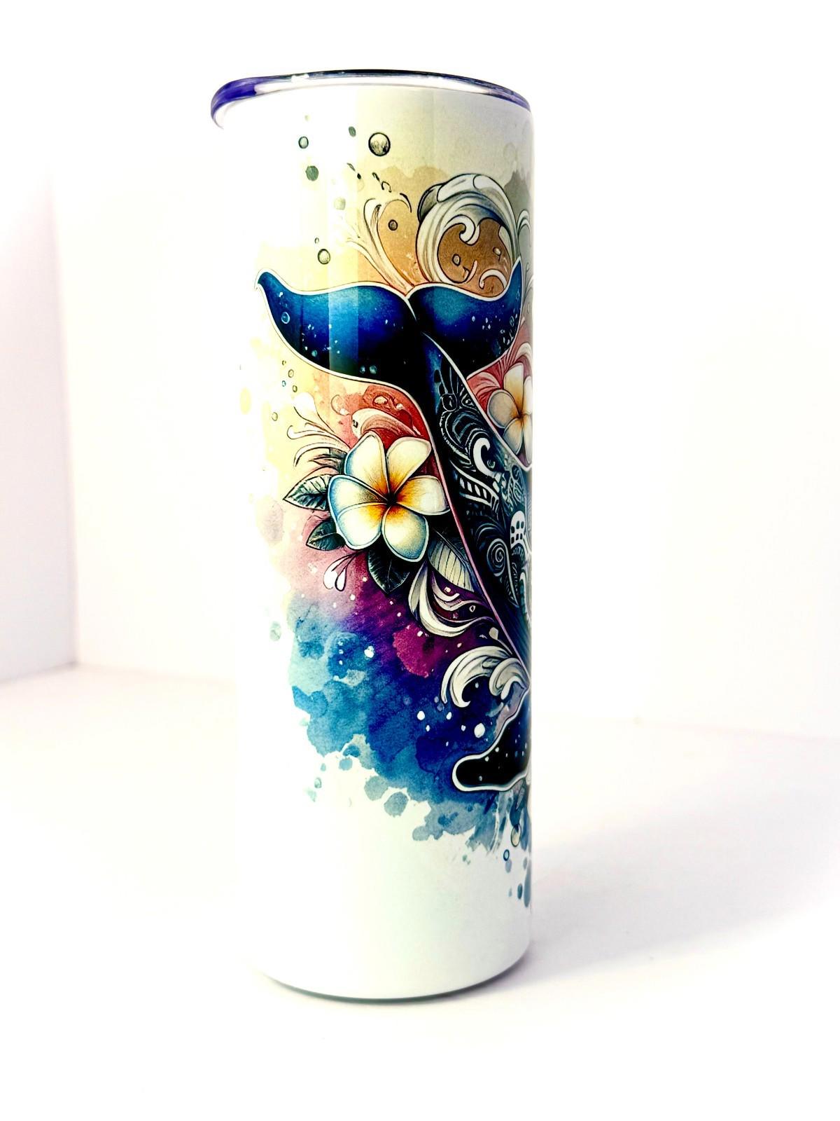20 oz Whale Colorful Stainless Steel Tumbler with Lid, Straw