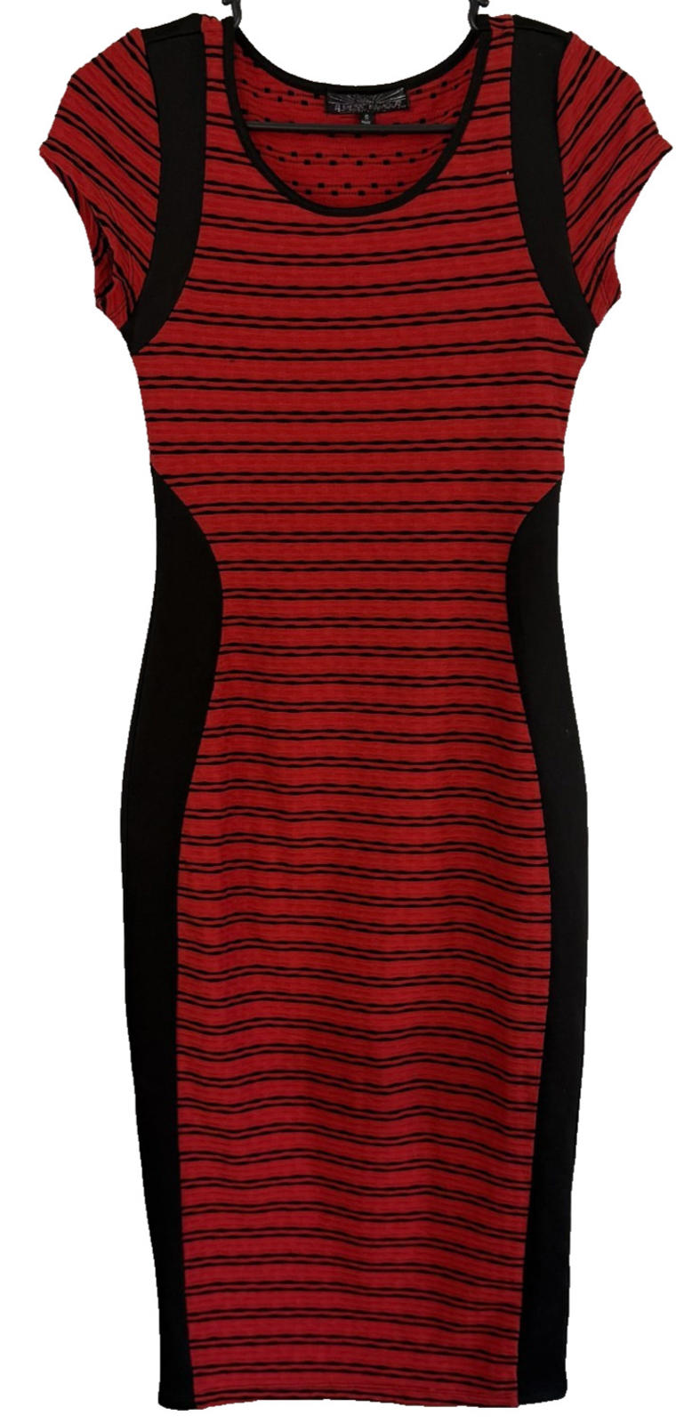 Almost Famous Pencil Dress Womens Size S Red and Black Sexy Curvy Slimming