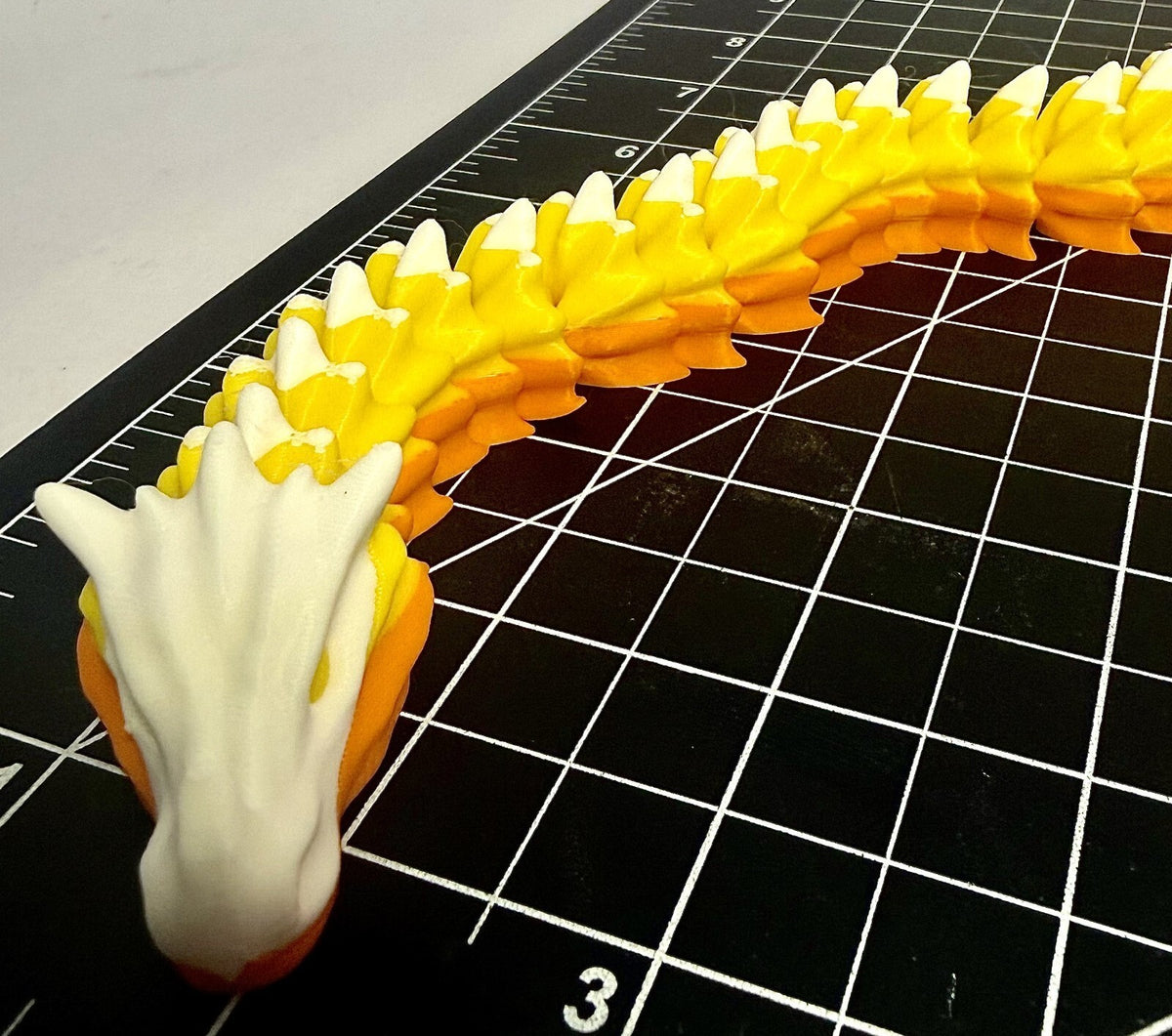 3D Printed LONG Dragon/Snake - PLA - Candy Corn - 5 Feet 4 Inches