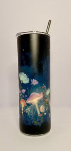 20 oz Fairy Mushrooms Glow in the Dark Stainless Steel Tumbler with Lid, Straw