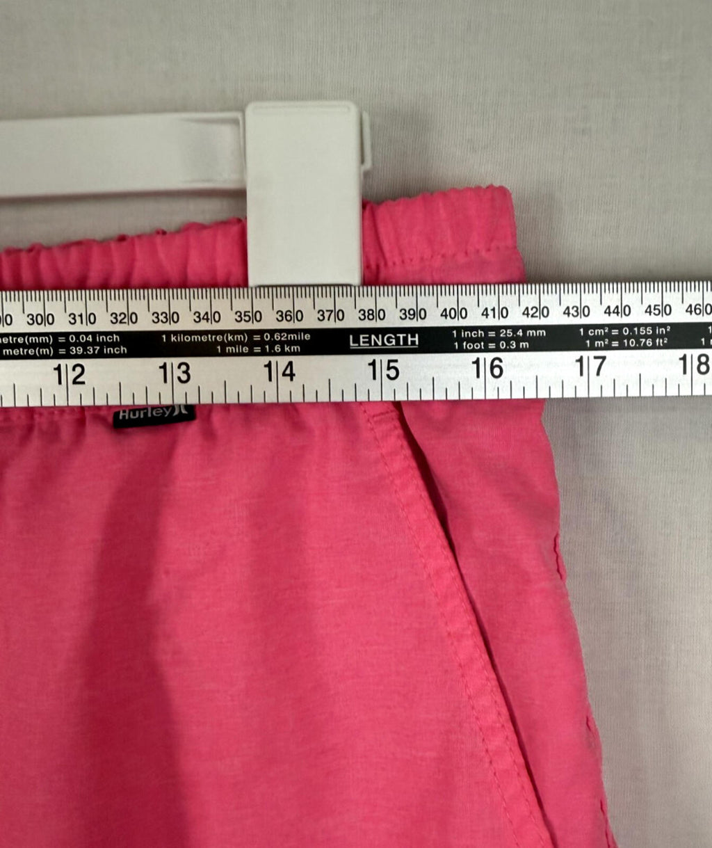 Hurley Mens Pink Drawstring Swim Shorts Size Medium 32 Elastic Waist Pocket