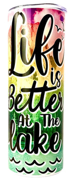 20 oz Life Is Better At The Lake Stainless Steel Tumbler with Lid, Straw, Brush