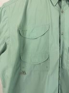 Columbia PFG 2XL XXL Solid Short Sleeve Button-Down Shirt Green Fishing Pockets