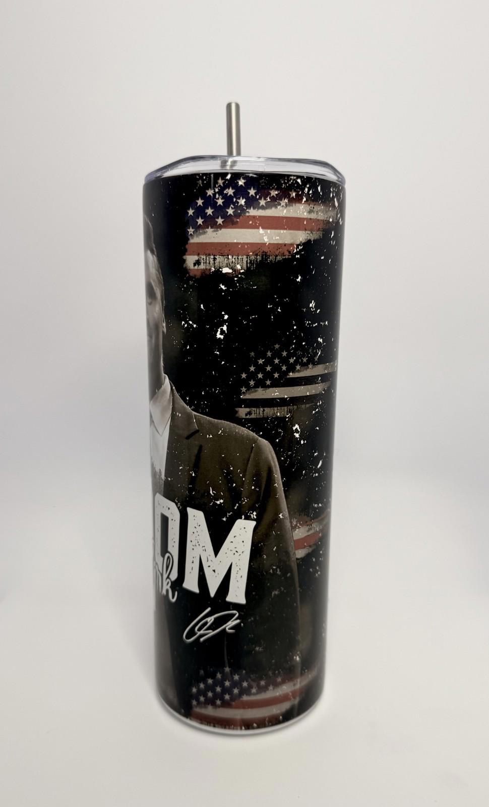 20 oz Charlie Kirk Stainless Steel Tumbler with Lid, Straw