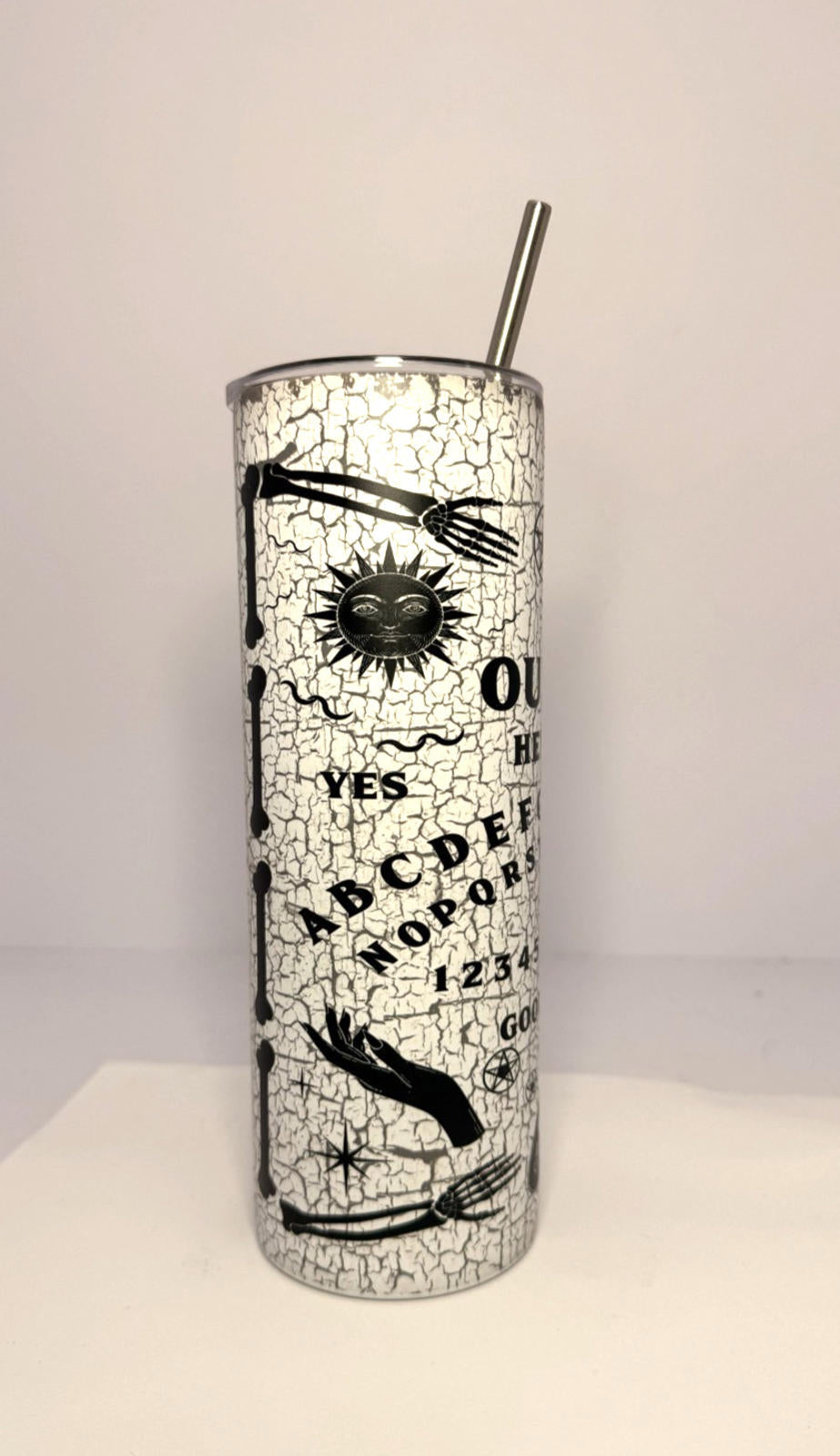 20 oz Ouija Board Glow in the Dark Stainless Steel Tumbler with Lid, Straw