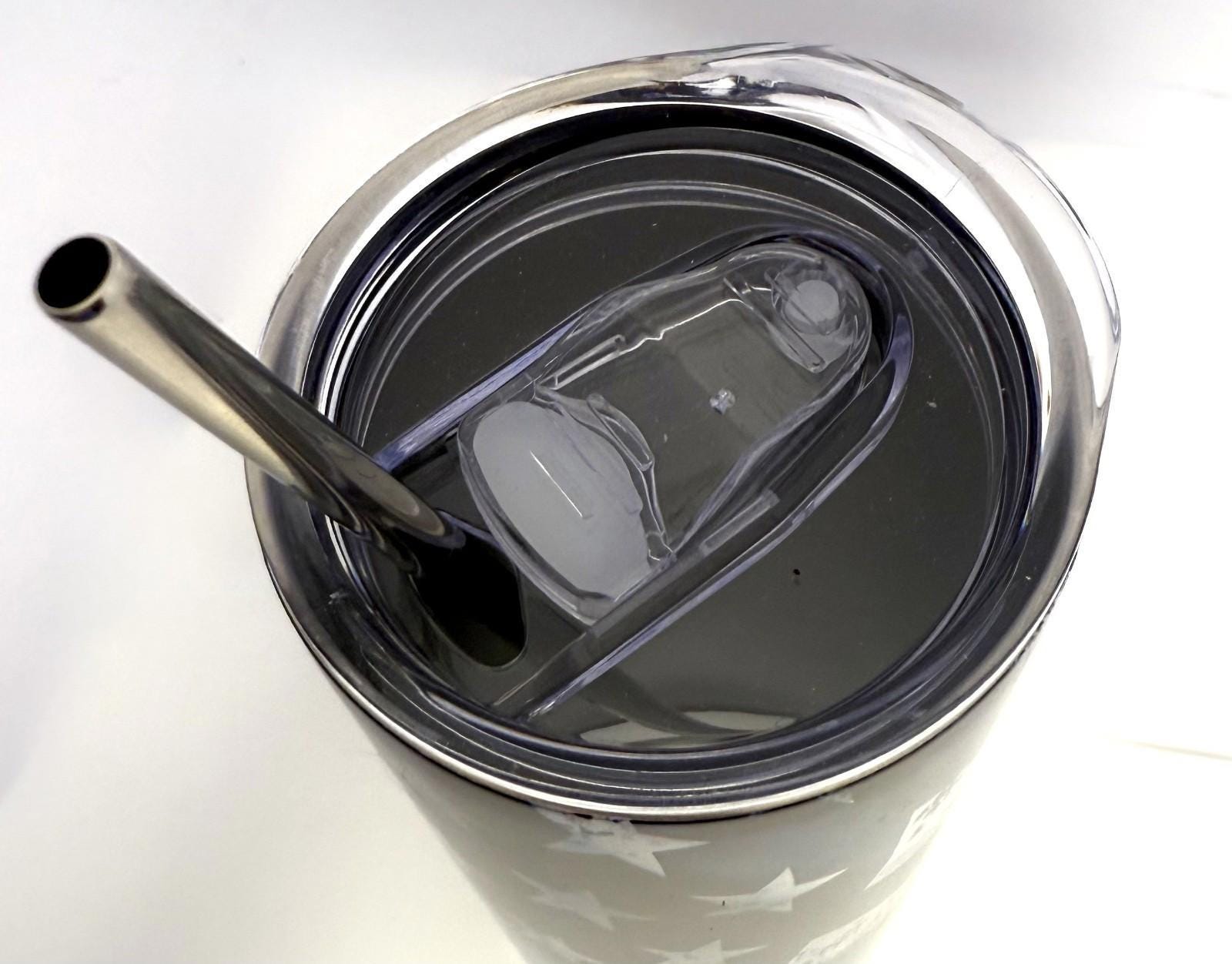 20 oz Blue Line Stainless Steel Tumbler with Lid, Straw