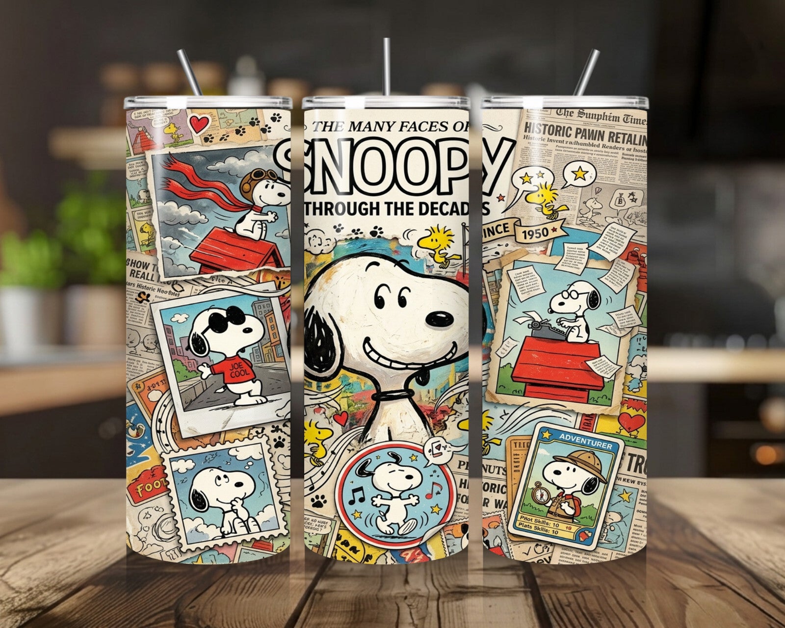 20 oz Snoopy Stainless Steel Tumbler with Lid, Straw