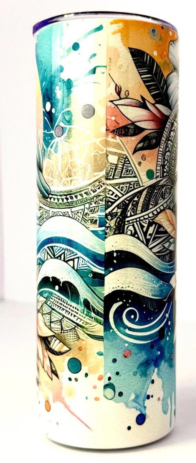 20 oz Hawaiian Dolphins Stainless Steel Tumbler with Lid, Straw