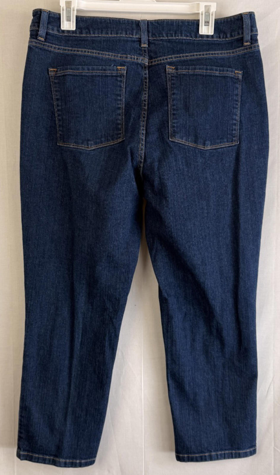LL Bean womens capri jeans size 16 med wash denim high rise