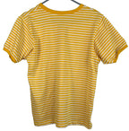 BOBBIE BROOKS Womens Shirt~Yellow & White Stripe~V-Neck~Short Sleeve Size Small